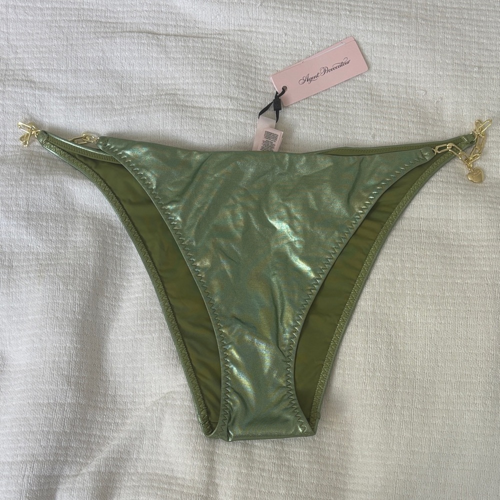 NWT Agent Provocateur Metallic Green Bikini Bottom
